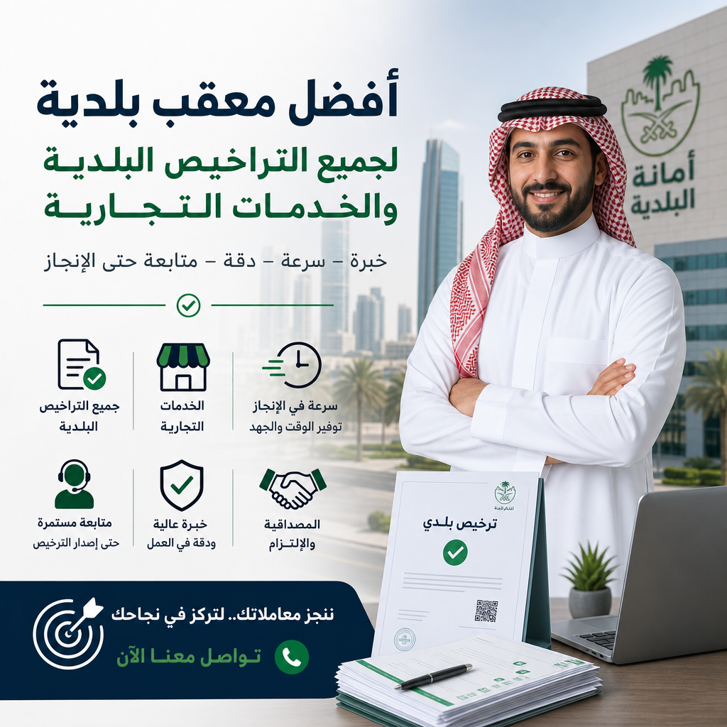 Illustration of أفضل معقب بلدية لجميع التراخيص البلدية والخدمات التجارية