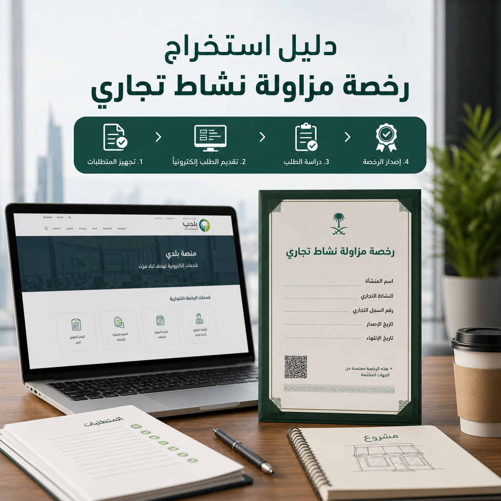 استخراج رخصة مزاولة نشاط تجاري illustration