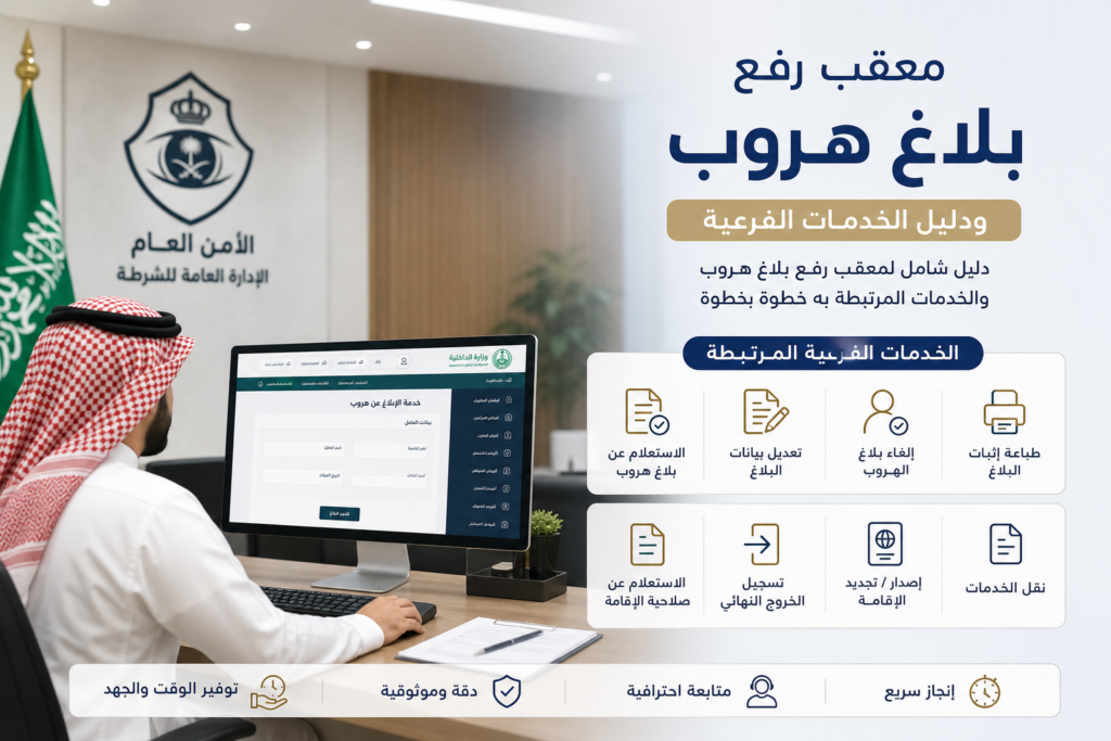Additional Illustration of معقب رفع بلاغ هروب ودليل الخدمات الفرعية