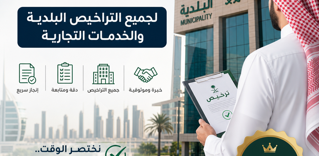 Illustration of أفضل معقب بلدية لجميع التراخيص البلدية والخدمات التجارية