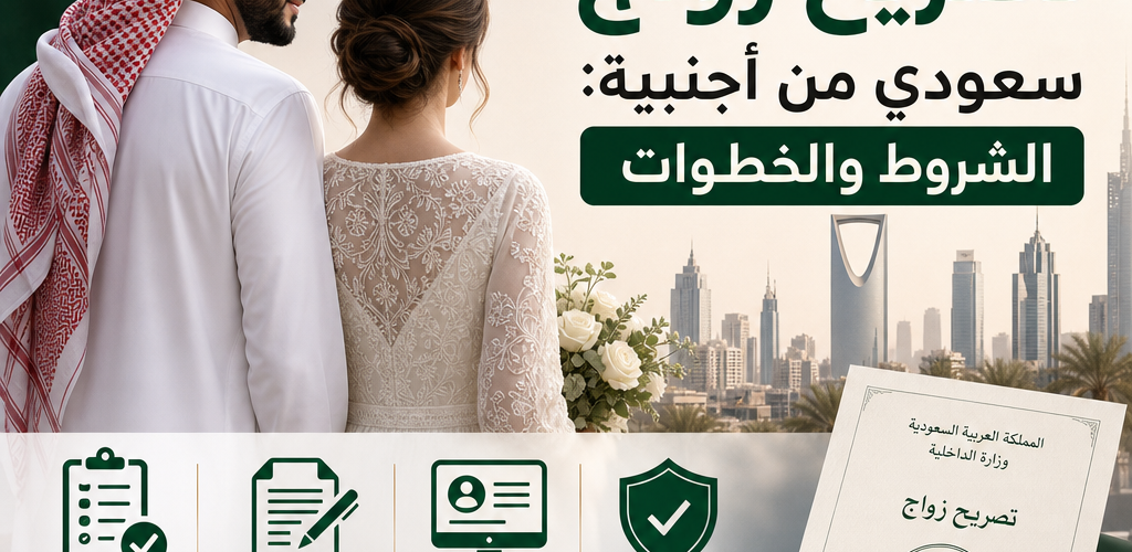 استخراج تصريح زواج سعودي من أجنبية​ illustration for استخراج تصريح زواج سعو