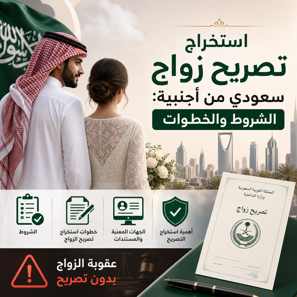 استخراج تصريح زواج سعودي من أجنبية illustration for استخراج تصريح زواج سعو