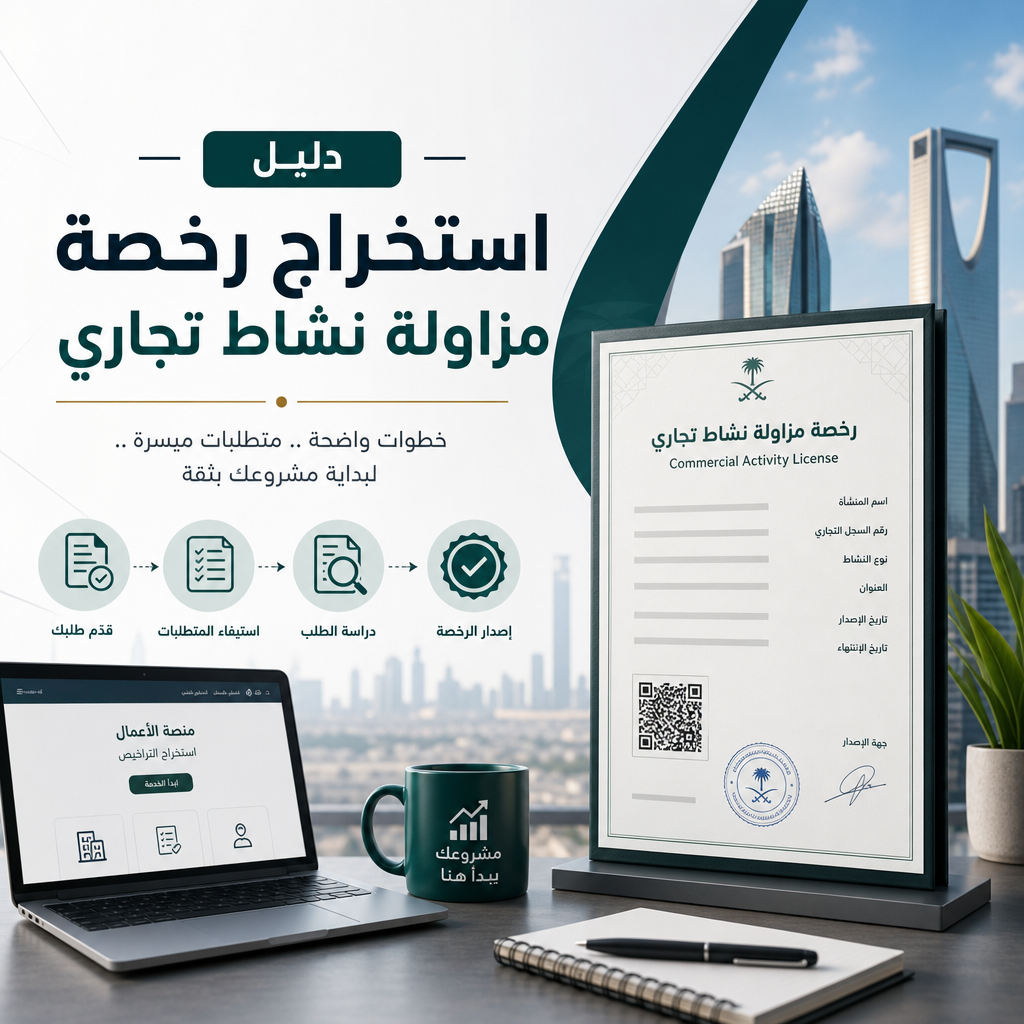 Illustration of دليل استخراج رخصة مزاولة نشاط تجاري