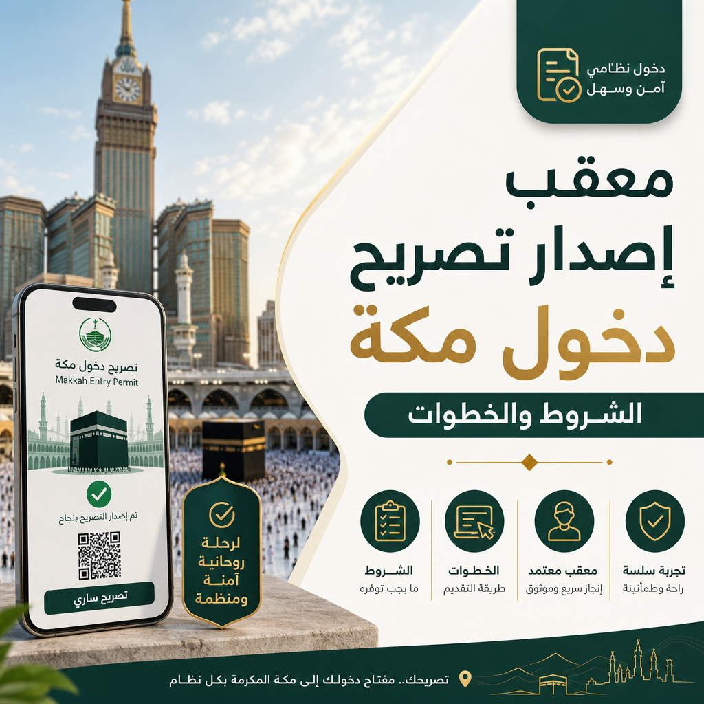 إصدار تصريح دخول مكة​ illustration for معقب إصدار تصريح دخول مكة: الشروط وال