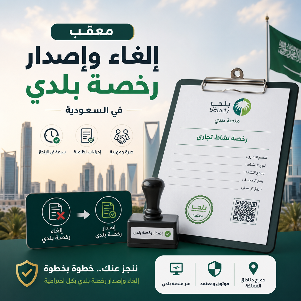 Illustration of معقب إلغاء وإصدار رخصة بلدي في السعودية