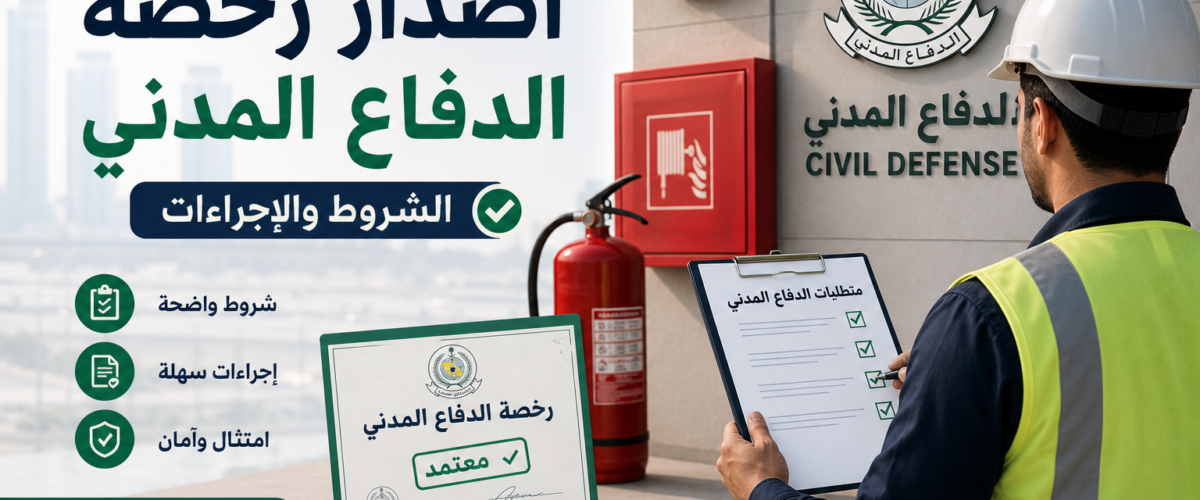 Illustration of معقب اصدار رخصة الدفاع المدني الشروط والإجراءات