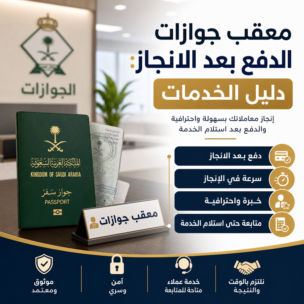 Illustration of معقب جوازات الدفع بعد الانجاز: دليل الخدمات