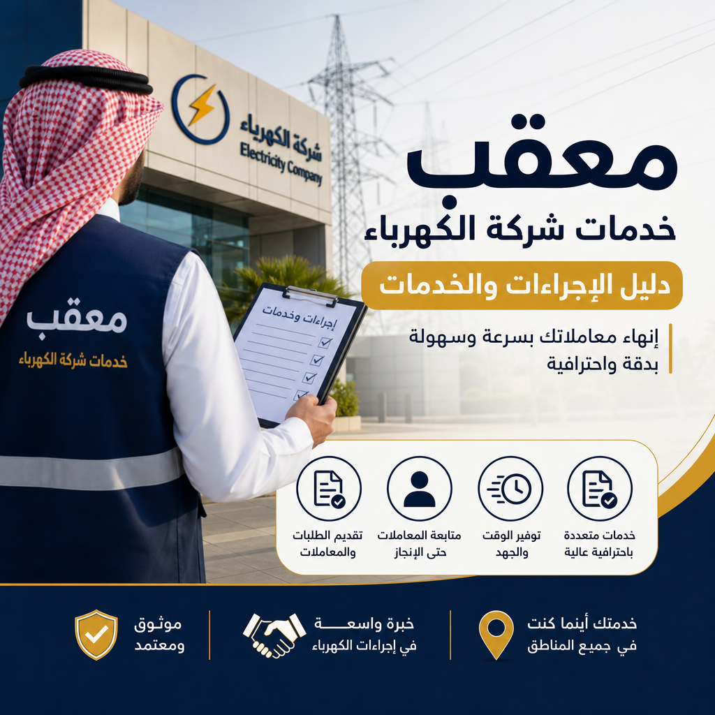 Illustration of معقب خدمات شركة الكهرباء: دليل الإجراءات والخدمات