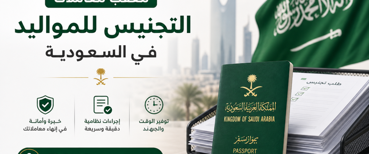 Illustration of معقب معاملات التجنيس للمواليد في السعودية
