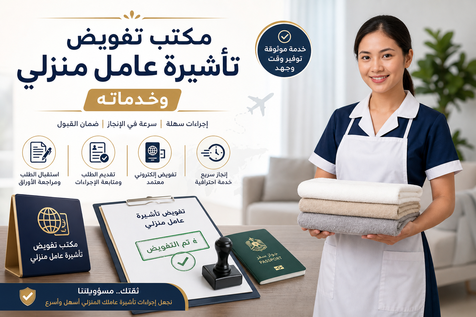 Illustration of مكتب تفويض تأشيرة عامل منزلي وخدماته